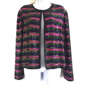 VTG ADRIANNA PAPELL Silk Beaded Evening Jacket